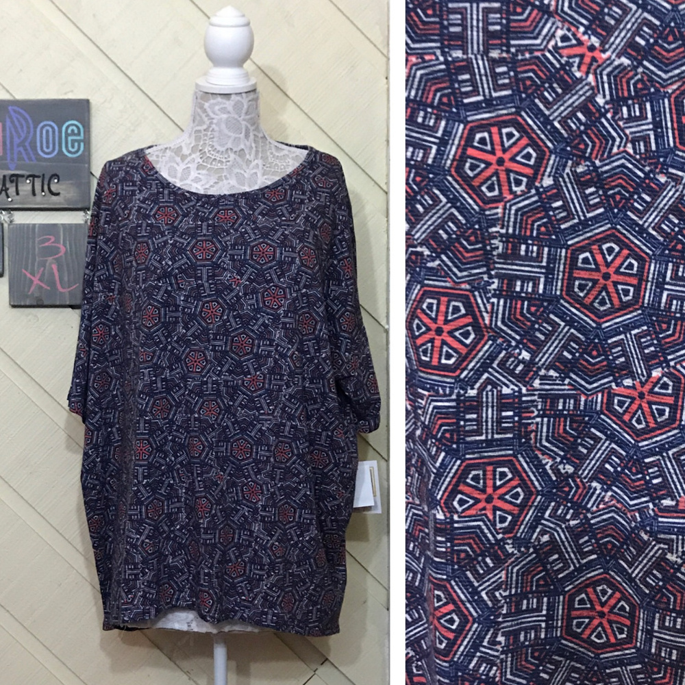 NWT Orange White Blue Geometric Irma